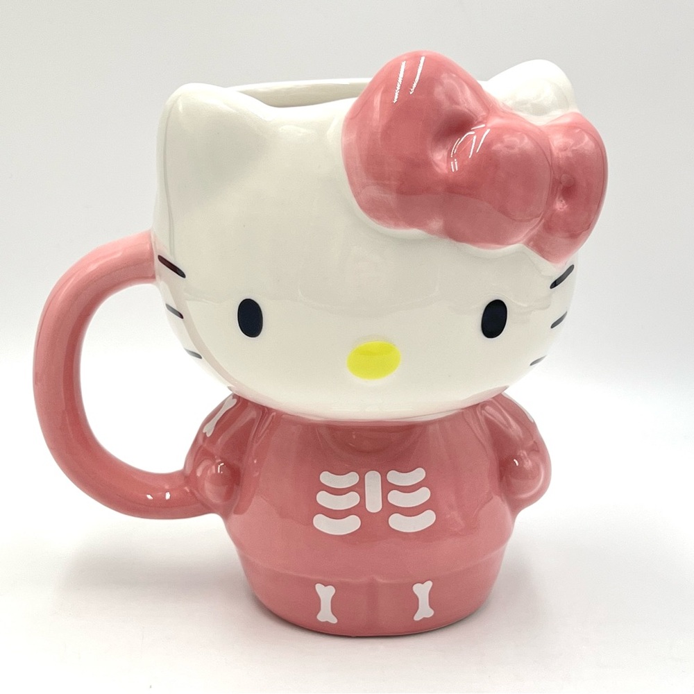 Hello Kitty 3D Figural Pink Skeleton Halloween Coffee Tea Mug Cug Sanrio NEW